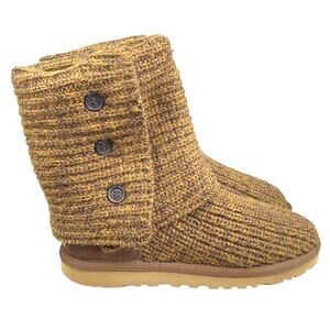 UGG Women’s Cardy Brown Gold Knit Pull On Winter Boots Size US 6